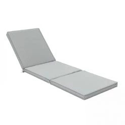 Oviala Matelas Pour Bain De Soleil Coussin Bain De Soleil Polyester Blanc Et Gris 186 X 60 X 5 Cm -Fauteuils de jardin Soldes Boutique coussin bain de soleil polyester blanc et gris 186 x 60 x 5 cm 3
