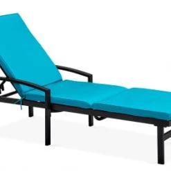 Oviala Matelas Pour Bain De Soleil Coussin De Bain De Soleil En Polyester Bleu -Fauteuils de jardin Soldes Boutique coussin de bain de soleil en polyester bleu 2