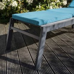 Oviala Matelas Pour Bain De Soleil Coussin De Bain De Soleil En Polyester Bleu -Fauteuils de jardin Soldes Boutique coussin de bain de soleil en polyester bleu 4