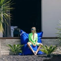 Jumbo Bag Poufs De Jardin Coussin Géant D'extérieur En Tissu Bleu Foncé -Fauteuils de jardin Soldes Boutique coussin geant d exterieur en tissu bleu fonce 3