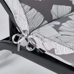 Oviala Matelas Pour Bain De Soleil Coussin Pour Bain De Soleil En Polyester Imprimé Feuilles Gris -Fauteuils de jardin Soldes Boutique coussin pour bain de soleil en polyester imprime feuilles gris 3