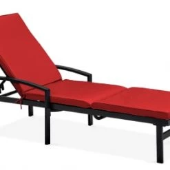 Oviala Matelas Pour Bain De Soleil Coussin Pour Bain De Soleil Rouge 186 X 53 X 5 Cm -Fauteuils de jardin Soldes Boutique coussin pour bain de soleil rouge 186 x 53 x 5 cm 2