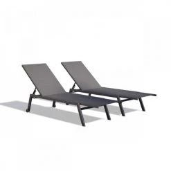 Avril Paris Bains De Soleil Et Chaises Longues Duo De Transats 5 Positions En Aluminium Anthracite -Fauteuils de jardin Soldes Boutique duo de transats 5 positions en aluminium anthracite 5