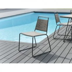 MACABANE Ensemble De 2 Chaises De Jardin En Teck Teinté Grisé -Fauteuils de jardin Soldes Boutique ensemble de 2 chaises de jardin en teck teinte grise 4