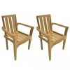MACABANE Ensemble De 2 Fauteuils De Jardin Empilables En Teck -Fauteuils de jardin Soldes Boutique ensemble de 2 fauteuils de jardin empilables en teck