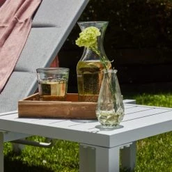 Kerama Bains De Soleil Et Chaises Longues Ensemble De Chaises Longues Droites Et Table Basse De Jardin Blanc -Fauteuils de jardin Soldes Boutique ensemble de chaises longues droites et table basse de jardin blanc 2