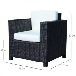 Homcom Fauteuils De Jardin Fauteuil 1 Place Résine Tressée Brun -Fauteuils de jardin Soldes Boutique fauteuil 1 place resine tressee brun 2