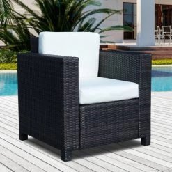 Homcom Fauteuils De Jardin Fauteuil 1 Place Résine Tressée Brun -Fauteuils de jardin Soldes Boutique fauteuil 1 place resine tressee brun 3