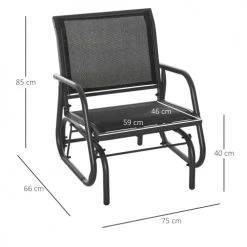 Outsunny Fauteuils De Jardin Fauteuil à Bascule De Jardin Design Contemporain Métal Textilène Noir -Fauteuils de jardin Soldes Boutique fauteuil a bascule de jardin design contemporain metal textilene noir 2