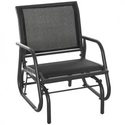 Outsunny Fauteuils De Jardin Fauteuil à Bascule De Jardin Design Contemporain Métal Textilène Noir