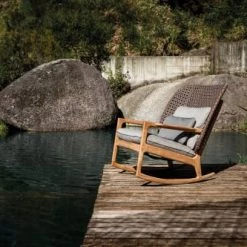 Gloster Chaises De Jardin Fauteuil à Bascule High Back Bois Gris 85x95x84 Cm -Fauteuils de jardin Soldes Boutique fauteuil a bascule high back bois gris 85x95x84 cm 3