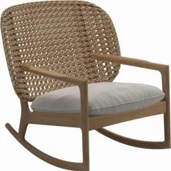 Gloster Chaises De Jardin Fauteuil à Bascule Low Back Bois Beige 85x83x84 Cm