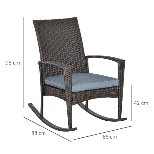 Outsunny Fauteuils De Jardin Fauteuil à Bascule Rocking Chair Avec Coussin Résine Grise 5 Outsunny Fauteuils De Jardin Fauteuil à Bascule Rocking Chair Avec Coussin Résine Grise – Image 3