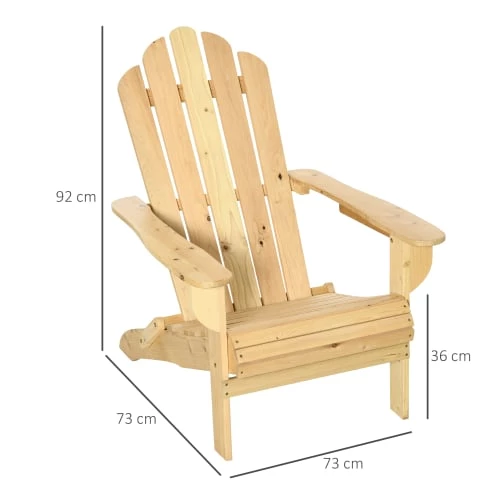 Outsunny Fauteuils De Jardin Fauteuil Adirondack Pliable Bois De Sapin Traité Pré-huilé 5 Outsunny Fauteuils De Jardin Fauteuil Adirondack Pliable Bois De Sapin Traité Pré-huilé – Image 3