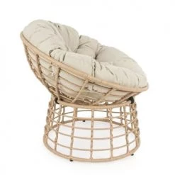 Bizzotto Fauteuils De Jardin Fauteuil Bas De Détente Cocooning En Fibre Synthétiques Beige -Fauteuils de jardin Soldes Boutique fauteuil bas de detente cocooning en fibre synthetiques beige 4