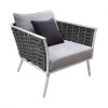 Meubletmoi Fauteuils De Jardin Fauteuil Bas De Jardin En Aluminium Blanc Et Tressage Gris -Fauteuils de jardin Soldes Boutique fauteuil bas de jardin en aluminium blanc et tressage gris