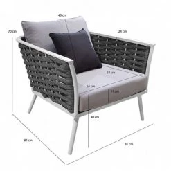Meubletmoi Fauteuils De Jardin Fauteuil Bas De Jardin En Aluminium Blanc Et Tressage Gris -Fauteuils de jardin Soldes Boutique fauteuil bas de jardin en aluminium blanc et tressage gris 2