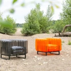 Mojow Fauteuils De Jardin Fauteuil Cadre Aluminium Noir Assise Tpu Bleu -Fauteuils de jardin Soldes Boutique fauteuil cadre aluminium noir assise tpu bleu 2