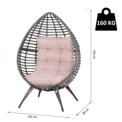 Outsunny Fauteuils De Jardin Fauteuil Cocon Sur Pied Gris Et Rose -Fauteuils de jardin Soldes Boutique fauteuil cocon sur pied gris et rose 2