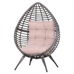 Outsunny Fauteuils De Jardin Fauteuil Cocon Sur Pied Gris Et Rose