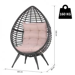 Outsunny Fauteuils De Jardin Fauteuil Cocon Sur Pied Marron Et Rose -Fauteuils de jardin Soldes Boutique fauteuil cocon sur pied marron et rose 2