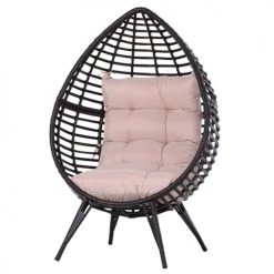Outsunny Fauteuils De Jardin Fauteuil Cocon Sur Pied Marron Et Rose
