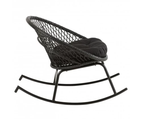 Meubles & Design Fauteuils De Jardin Fauteuil D'extérieur à Bascule En Métal Avec Coussin Noir 4 Meubles & Design Fauteuils De Jardin Fauteuil D'extérieur à Bascule En Métal Avec Coussin Noir – Image 2