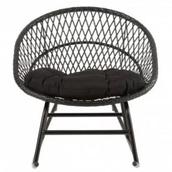 Meubles & Design Fauteuils De Jardin Fauteuil D'extérieur à Bascule En Métal Avec Coussin Noir