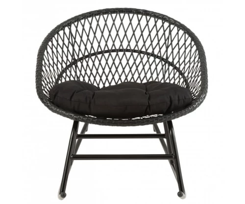 Meubles & Design Fauteuils De Jardin Fauteuil D'extérieur à Bascule En Métal Avec Coussin Noir 3 Meubles & Design Fauteuils De Jardin Fauteuil D'extérieur à Bascule En Métal Avec Coussin Noir