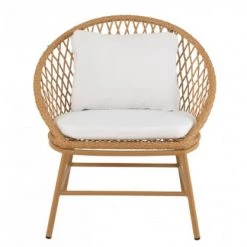 Meubles & Design Fauteuils De Jardin Fauteuil D'extérieur Effet Rotin Avec Coussin Blanc