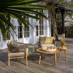 Now’s Home Fauteuils De Jardin Fauteuil D'extérieur En Acacia Et Corde Avec Coussin Beige -Fauteuils de jardin Soldes Boutique fauteuil d exterieur en acacia et corde avec coussin beige 2