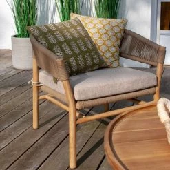 Now’s Home Fauteuils De Jardin Fauteuil D'extérieur En Acacia Et Corde Avec Coussin Beige -Fauteuils de jardin Soldes Boutique fauteuil d exterieur en acacia et corde avec coussin beige 4