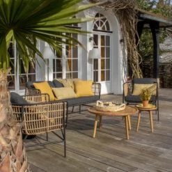 Now’s Home Fauteuils De Jardin Fauteuil D'extérieur En Rotin Synthétique Avec Coussins Noir -Fauteuils de jardin Soldes Boutique fauteuil d exterieur en rotin synthetique avec coussins noir 4