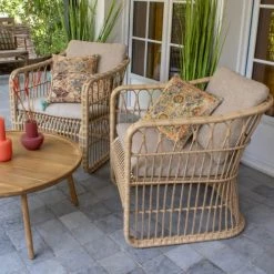 Now’s Home Fauteuils De Jardin Fauteuil D'extérieur En Rotin Synthétique Avec Coussins Taupes -Fauteuils de jardin Soldes Boutique fauteuil d exterieur en rotin synthetique avec coussins taupes 2