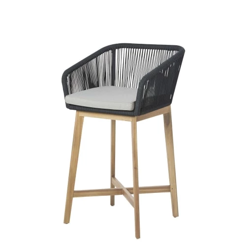 Maisons Du Monde Fauteuils De Jardin Fauteuil De Bar De Jardin Professionnel En Corde Tressée Anthracite Et Toile Gris Clair 3 Maisons Du Monde Fauteuils De Jardin Fauteuil De Bar De Jardin Professionnel En Corde Tressée Anthracite Et Toile Gris Clair