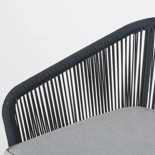 Maisons Du Monde Fauteuils De Jardin Fauteuil De Bar De Jardin Professionnel En Corde Tressée Anthracite Et Toile Gris Clair 6 Maisons Du Monde Fauteuils De Jardin Fauteuil De Bar De Jardin Professionnel En Corde Tressée Anthracite Et Toile Gris Clair – Image 4