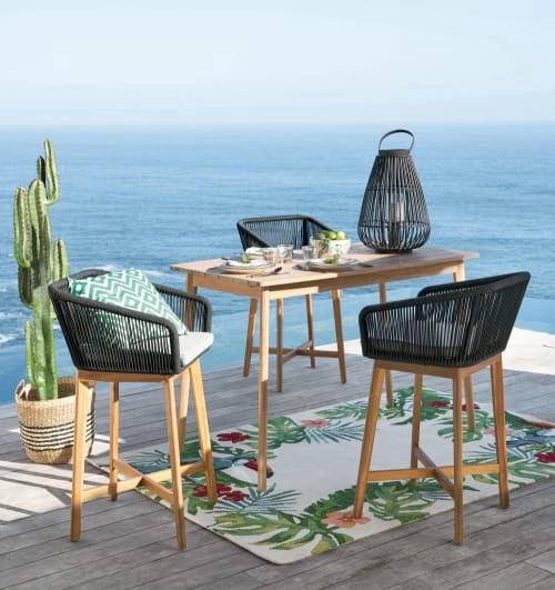 Maisons Du Monde Fauteuils De Jardin Fauteuil De Bar De Jardin Professionnel En Corde Tressée Anthracite Et Toile Gris Clair 4 Maisons Du Monde Fauteuils De Jardin Fauteuil De Bar De Jardin Professionnel En Corde Tressée Anthracite Et Toile Gris Clair – Image 2