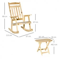Outsunny Fauteuils De Jardin Fauteuil De Jardin à Bascule Avec Table Basse Bois Sapin Pré-huilé -Fauteuils de jardin Soldes Boutique fauteuil de jardin a bascule avec table basse bois sapin pre huile 2