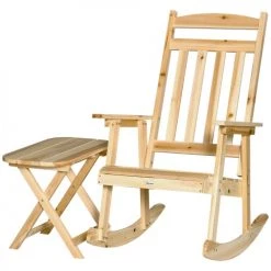 Outsunny Fauteuils De Jardin Fauteuil De Jardin à Bascule Avec Table Basse Bois Sapin Pré-huilé
