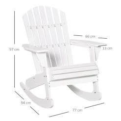 Outsunny Fauteuils De Jardin Fauteuil De Jardin à Bascule Bois Sapin Blanc -Fauteuils de jardin Soldes Boutique fauteuil de jardin a bascule bois sapin blanc 2