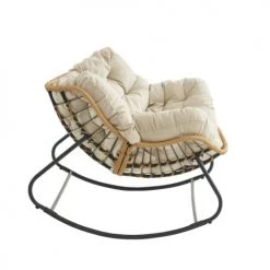 Beau Rivage Fauteuils De Jardin Fauteuil De Jardin à Bascule En Résine Tressée Coussin Beige -Fauteuils de jardin Soldes Boutique fauteuil de jardin a bascule en resine tressee coussin beige 3