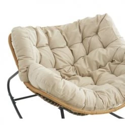 Beau Rivage Fauteuils De Jardin Fauteuil De Jardin à Bascule En Résine Tressée Coussin Beige -Fauteuils de jardin Soldes Boutique fauteuil de jardin a bascule en resine tressee coussin beige 5