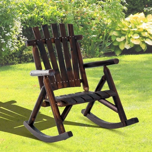 Outsunny Fauteuils De Jardin Fauteuil De Jardin Adirondack à Bascule Sapin Traité Carbonisation 4 Outsunny Fauteuils De Jardin Fauteuil De Jardin Adirondack à Bascule Sapin Traité Carbonisation – Image 2