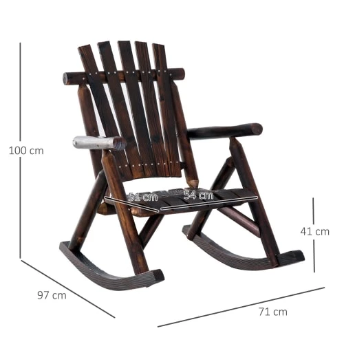 Outsunny Fauteuils De Jardin Fauteuil De Jardin Adirondack à Bascule Sapin Traité Carbonisation 5 Outsunny Fauteuils De Jardin Fauteuil De Jardin Adirondack à Bascule Sapin Traité Carbonisation – Image 3