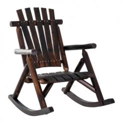 Outsunny Fauteuils De Jardin Fauteuil De Jardin Adirondack à Bascule Sapin Traité Carbonisation