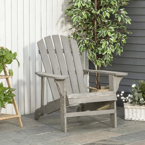 Outsunny Fauteuils De Jardin Fauteuil De Jardin Adirondack Bois Sapin Gris Effet Vieilli 4 Outsunny Fauteuils De Jardin Fauteuil De Jardin Adirondack Bois Sapin Gris Effet Vieilli – Image 2