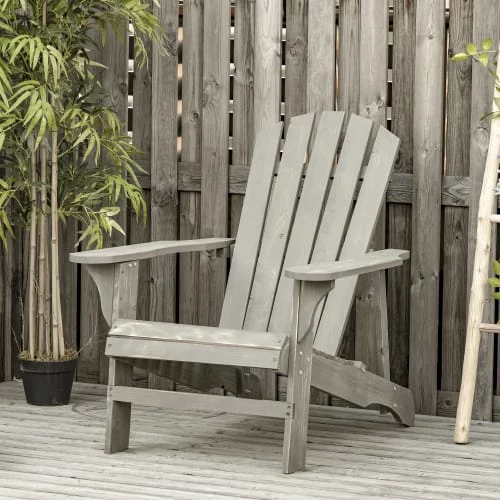 Outsunny Fauteuils De Jardin Fauteuil De Jardin Adirondack Bois Sapin Gris Effet Vieilli 6 Outsunny Fauteuils De Jardin Fauteuil De Jardin Adirondack Bois Sapin Gris Effet Vieilli – Image 4