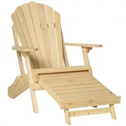 Outsunny Fauteuils De Jardin Fauteuil De Jardin Adirondack Pliable Rétractable Bois Pin Pré-huilé