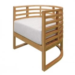 Meubletmoi Fauteuils De Jardin Fauteuil De Jardin Arrondi En Teck Avec Coussin épais Gris