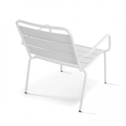 Oviala Fauteuils De Jardin Fauteuil De Jardin Bas Relax Acier Blanc -Fauteuils de jardin Soldes Boutique fauteuil de jardin bas relax acier blanc 4